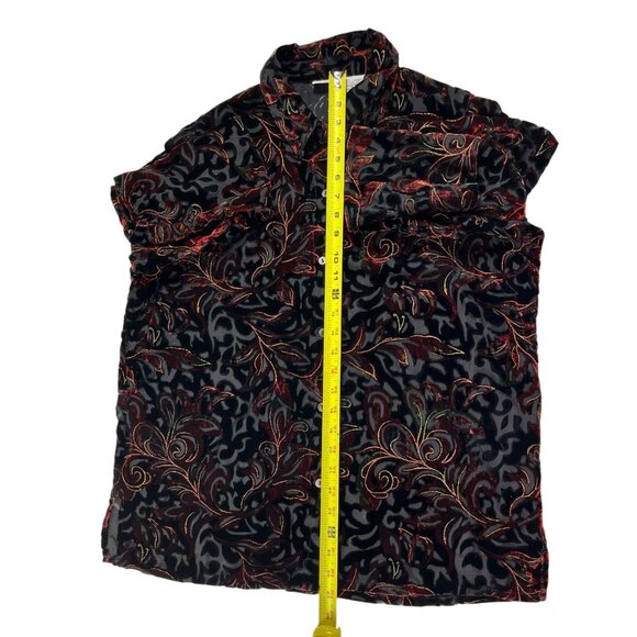 White Stag Velvet Burnout Blouse Size Large Whimsigoth Fairy Grunge Witchy Artsy - Picture 8 of 13